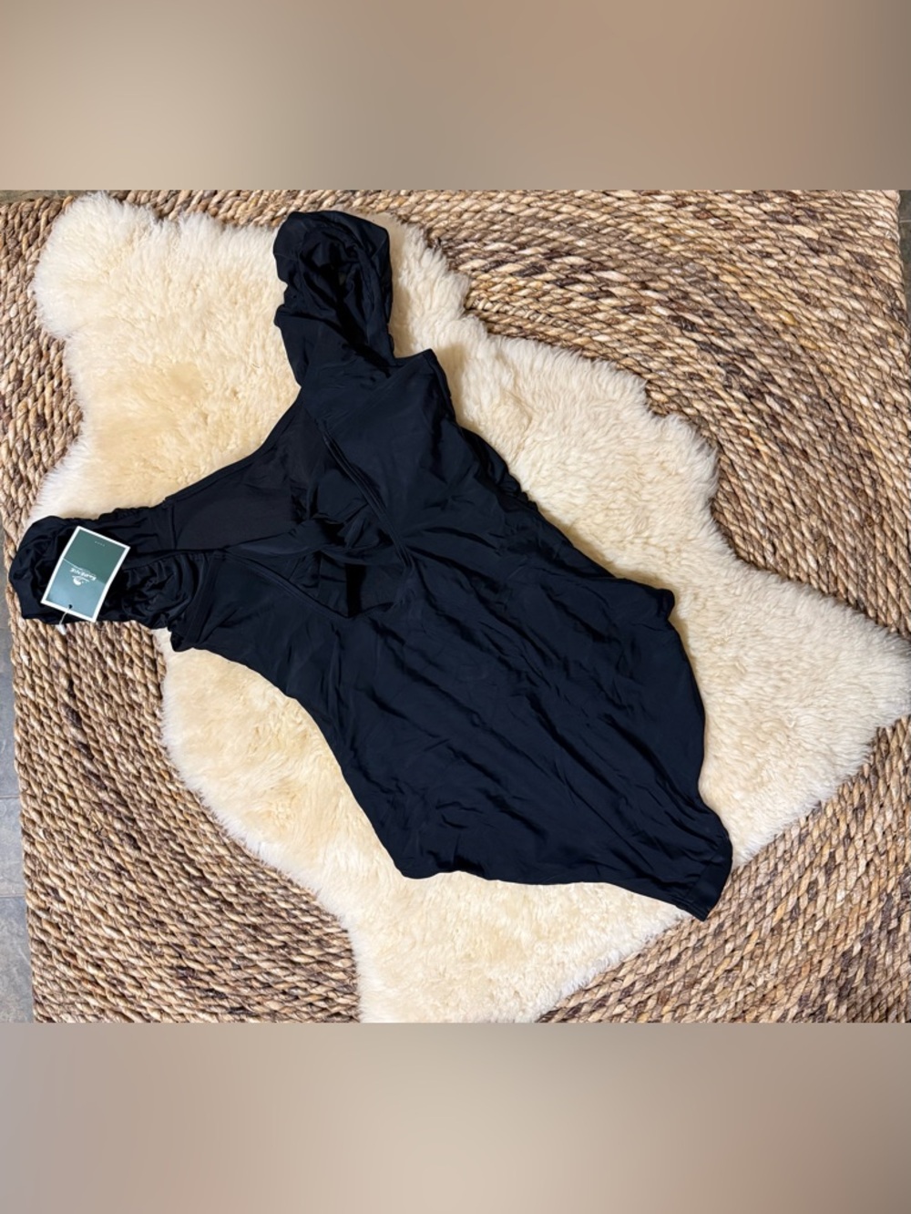 Ruffled One-Shoulder Black One-Piece Swimsuit - Picture 4 of 4
